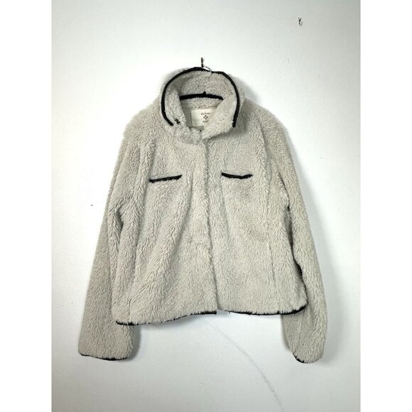 Dylan Clothing Los Angeles Womens Jacket Soft Faux Fur Snap Large Cream‎ Glam - Picture 1 of 12
